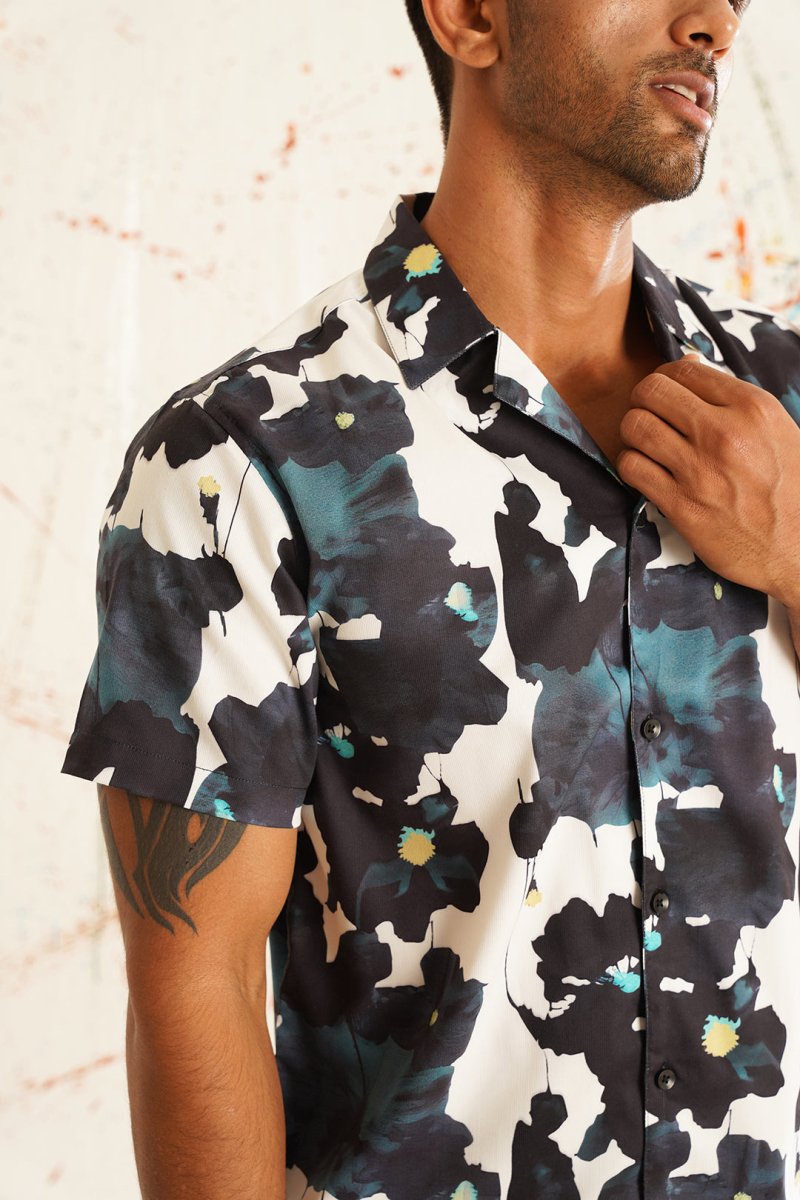 White Printed Party Shirt for Men - SF_940Teal_S