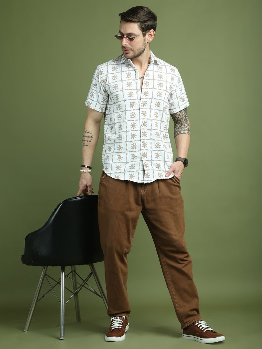 White Printed Party Shirt for Men - SF_9048White_S