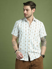 White Printed Party Shirt for Men - SF_9048White_S