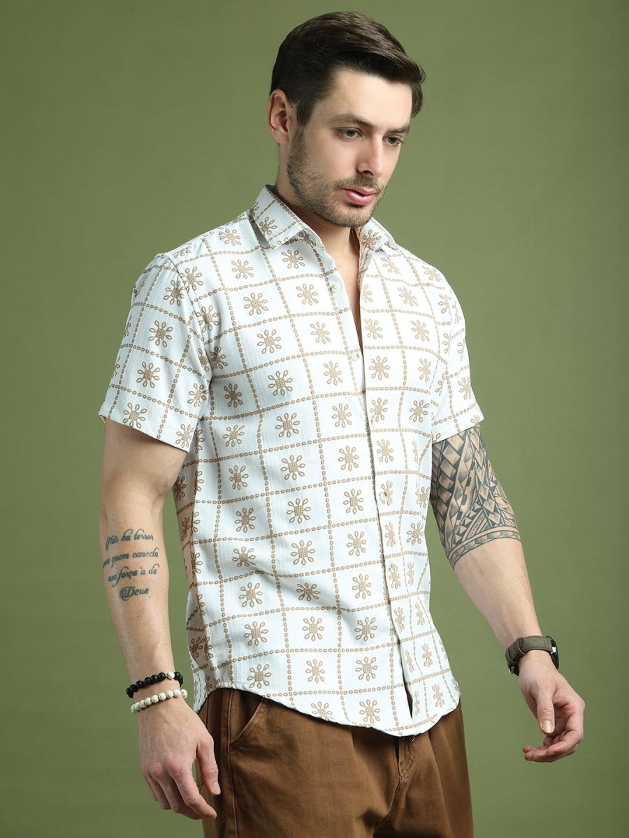 White Printed Party Shirt for Men - SF_9048White_S