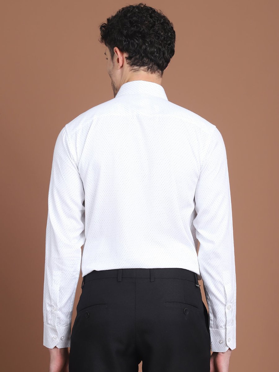 White Printed Regular Fit Formal Shirt for Men - SF_9027White_S