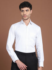 White Printed Regular Fit Formal Shirt for Men - SF_9027White_S