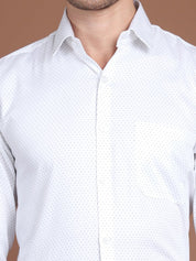 White Printed Regular Fit Formal Shirt for Men - SF_9027White_S