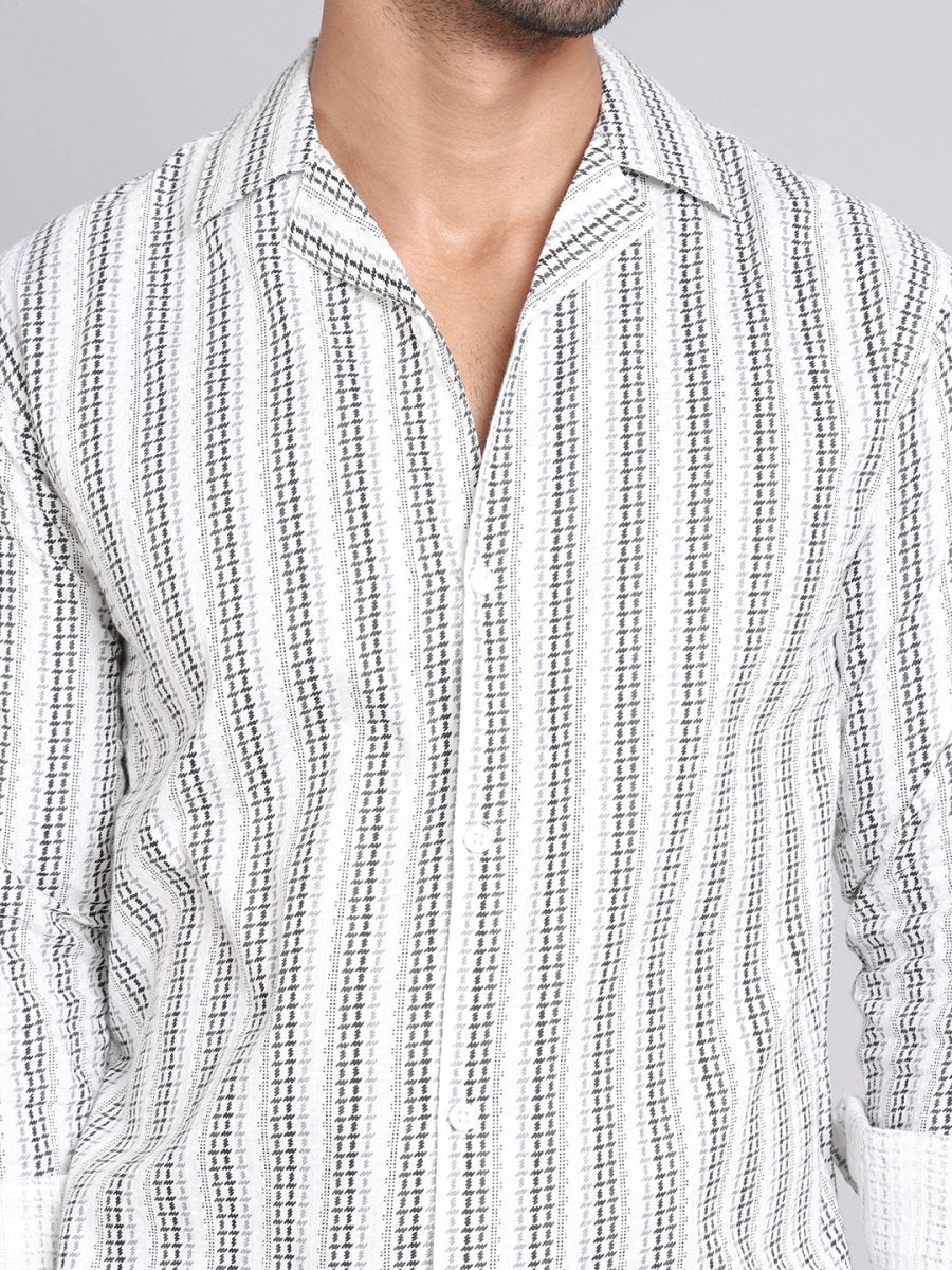 White Self Design Cotton Shirt for Men - SF_997White_S