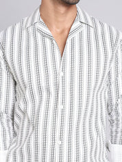 White Self Design Cotton Shirt for Men - SF_997White_S