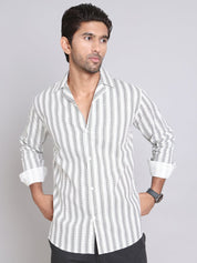 White Self Design Cotton Shirt for Men - SF_997White_S