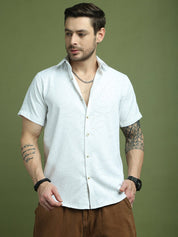 White Self Design Party Shirt for Men - SF_9049White_S