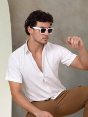 White Self Design Party Shirt for Men - SF_944White_S