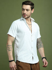 White Self Design Party Shirt for Men - SF_9049White_S