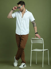 White Self Design Party Shirt for Men - SF_9049White_S
