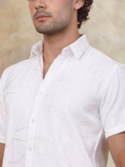 White Self Design Party Shirt for Men - SF_944White_S