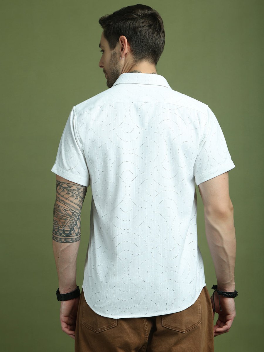 White Self Design Party Shirt for Men - SF_9049White_S