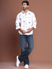 White Self Design Party Shirt for Men - SF_9041White_S