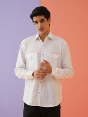 White Solid Cotton Formal Shirt for Men - SF_9011White_S