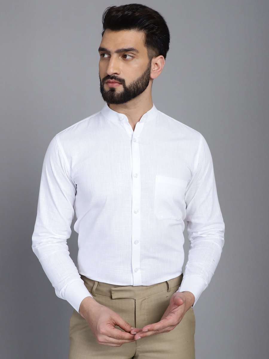 White Solid Cotton Formal Shirt for Men - SF_927White_S