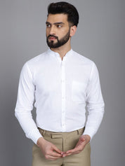White Solid Cotton Formal Shirt for Men - SF_927White_S