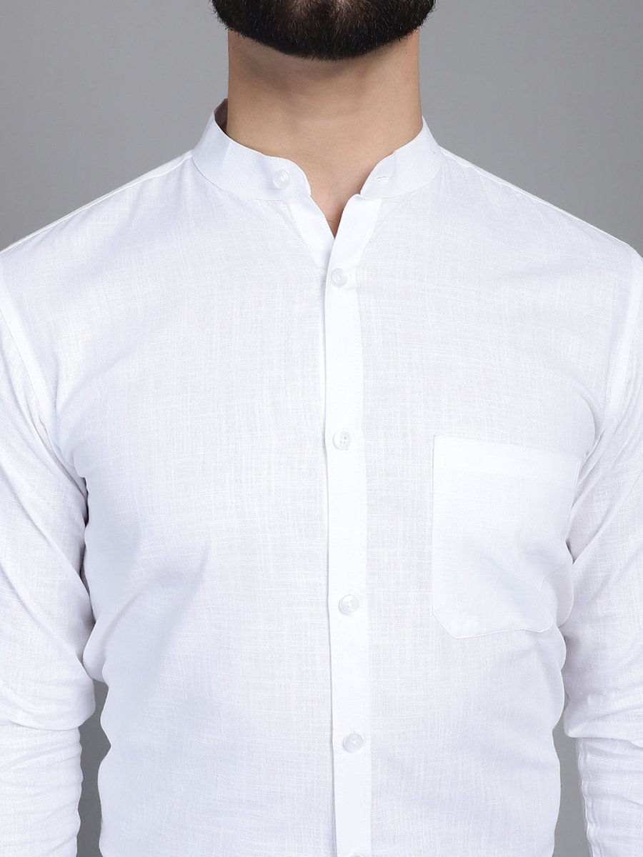 White Solid Cotton Formal Shirt for Men - SF_927White_S
