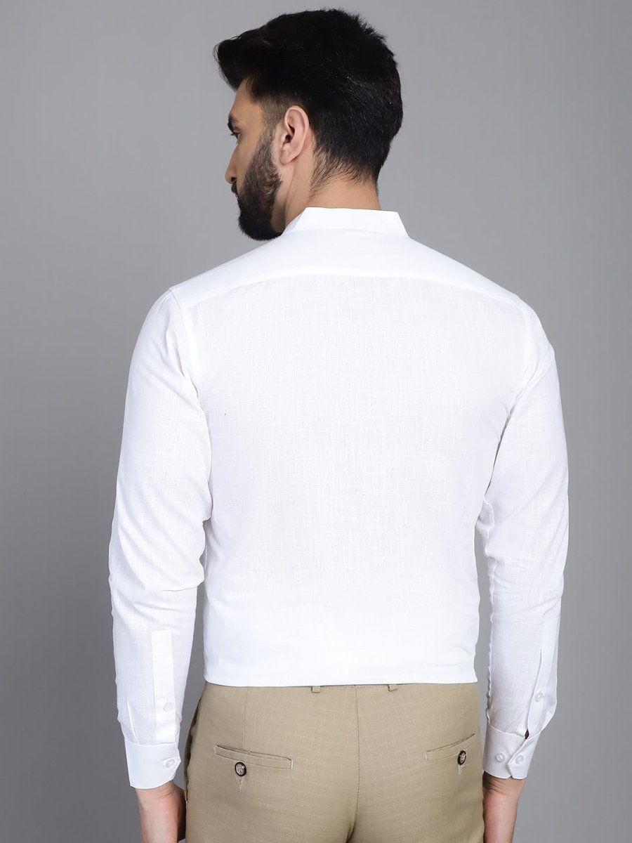 White Solid Cotton Formal Shirt for Men - SF_927White_S