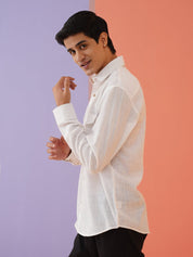 White Solid Cotton Formal Shirt for Men - SF_9011White_S