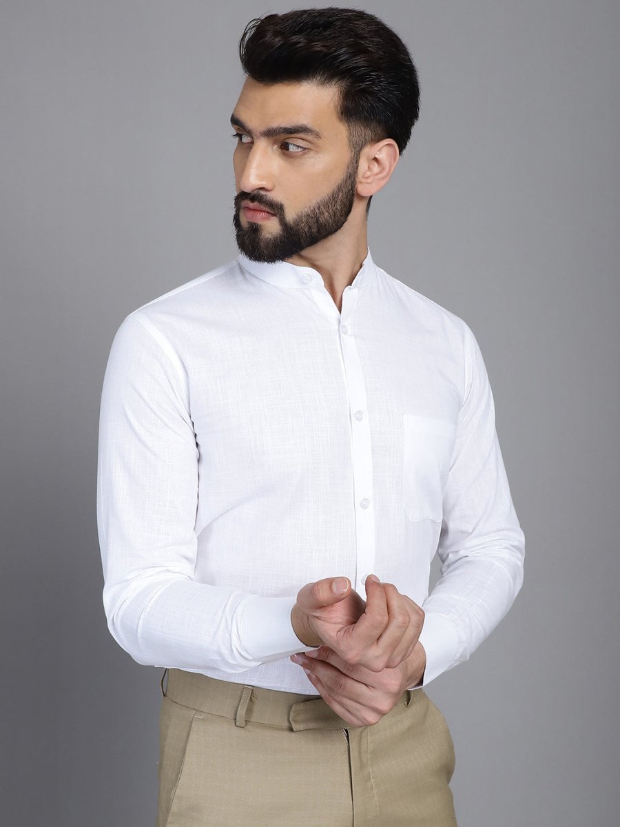 White Solid Cotton Formal Shirt for Men - SF_927White_S