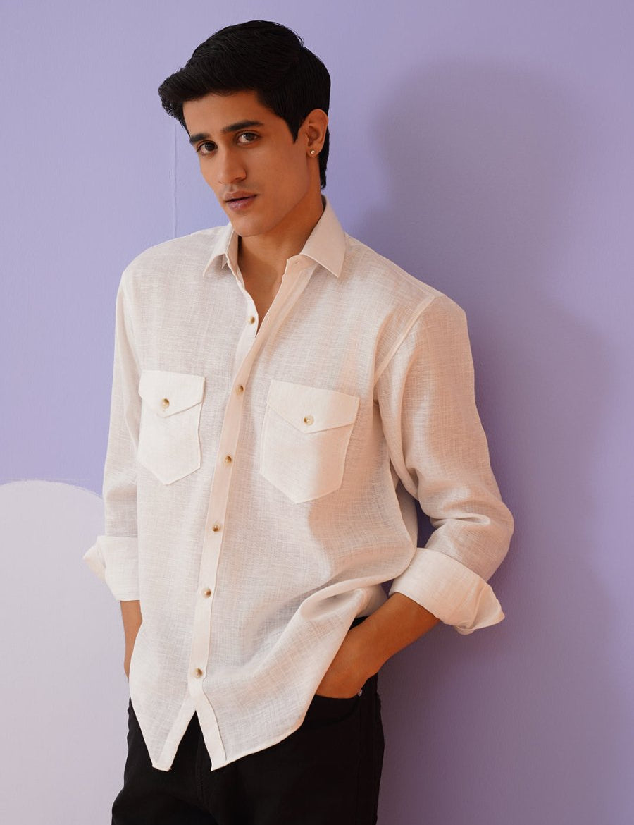 White Solid Cotton Formal Shirt for Men - SF_9011White_S