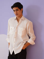White Solid Cotton Formal Shirt for Men - SF_9011White_S