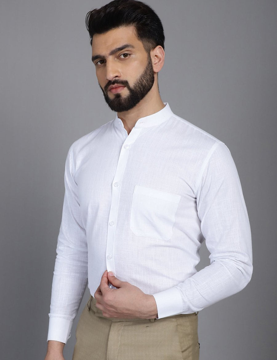 White Solid Cotton Formal Shirt for Men - SF_927White_S