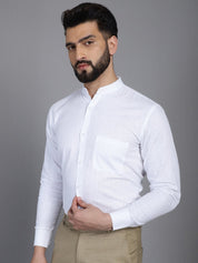 White Solid Cotton Formal Shirt for Men - SF_927White_S