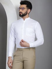 White Solid Cotton Formal Shirt for Men - SF_927White_S