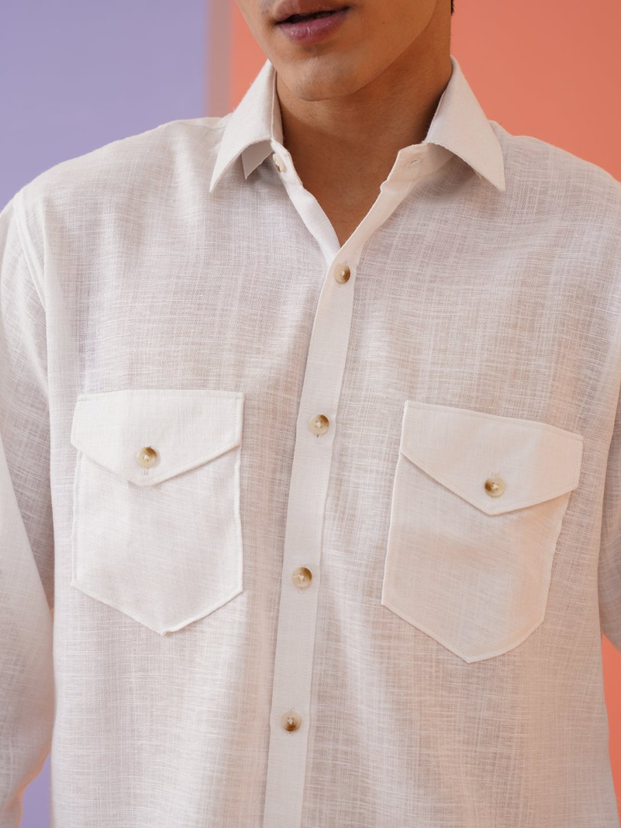 White Solid Cotton Formal Shirt for Men - SF_9011White_S
