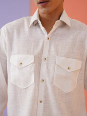 White Solid Cotton Formal Shirt for Men - SF_9011White_S