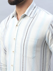 White Striped Cotton Blend Shirt for Men - SF_982Off-White_S
