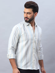 White Striped Cotton Blend Shirt for Men - SF_982Off-White_S