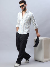 White Striped Cotton Blend Shirt for Men - SF_982Off-White_S