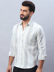 White Striped Cotton Blend Shirt for Men - SF_982Off-White_S