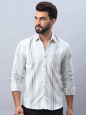 White Striped Cotton Blend Shirt for Men - SF_982Off-White_S