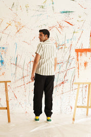 White Striped Party Shirt for Men - SF_931Green_S