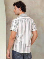 White Striped Party Shirt for Men - SF_931Off-White_S