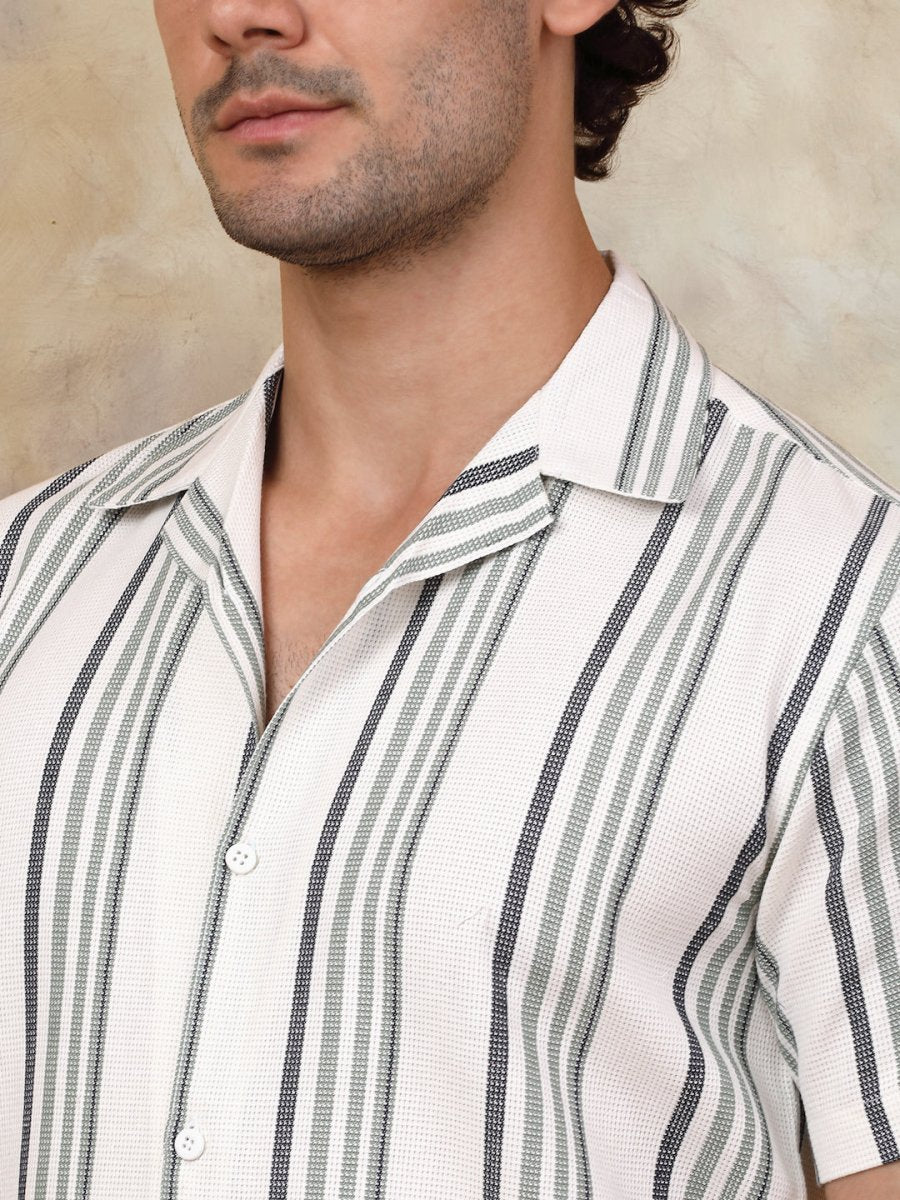 White Striped Party Shirt for Men - SF_931Off-White_S