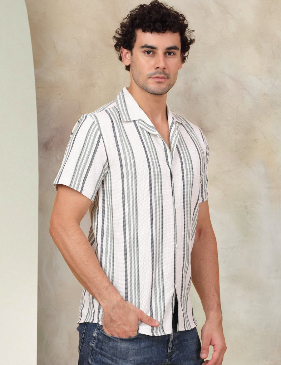 White Striped Party Shirt for Men - SF_931Off-White_S