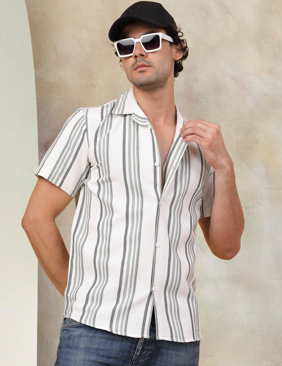 White Striped Party Shirt for Men - SF_931Off-White_S