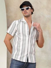 White Striped Party Shirt for Men - SF_931Off-White_S
