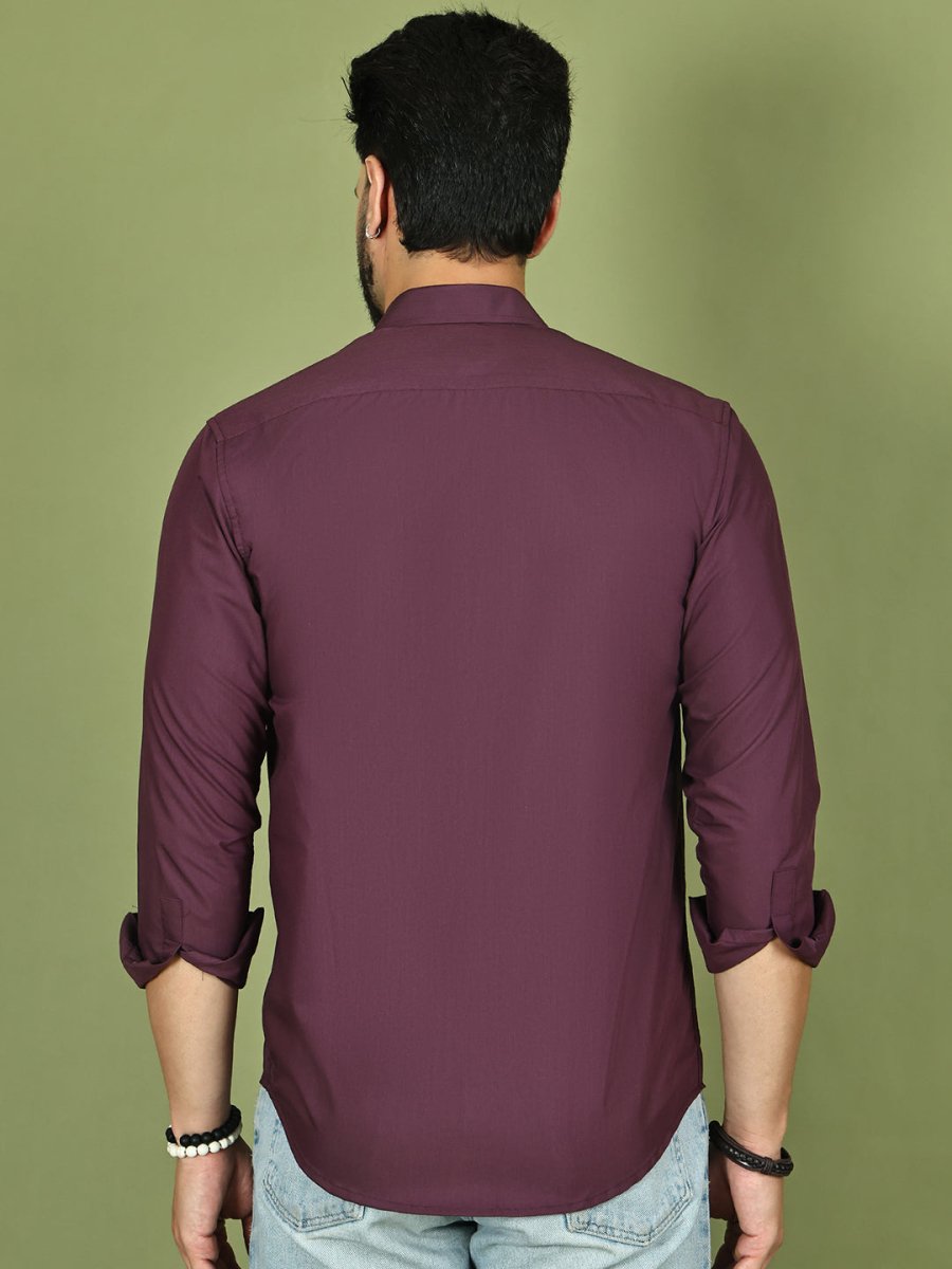 Wine Solid Cotton Formal Shirt for Men - SF_9050Wine_S