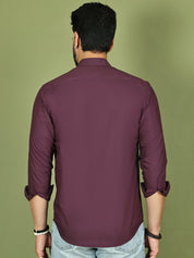 Wine Solid Cotton Formal Shirt for Men - SF_9050Wine_S