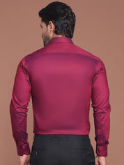 Wine Solid Cotton Formal Shirt for Men - SF_9042Wine_S
