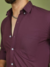 Wine Solid Cotton Formal Shirt for Men - SF_9050Wine_S