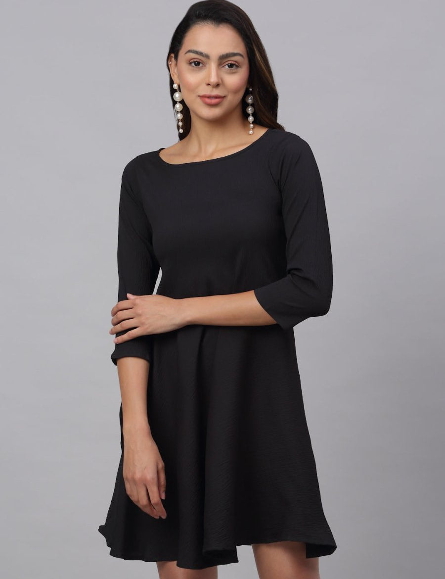 Women Black A-Line Dress - JND_1001Black_XS