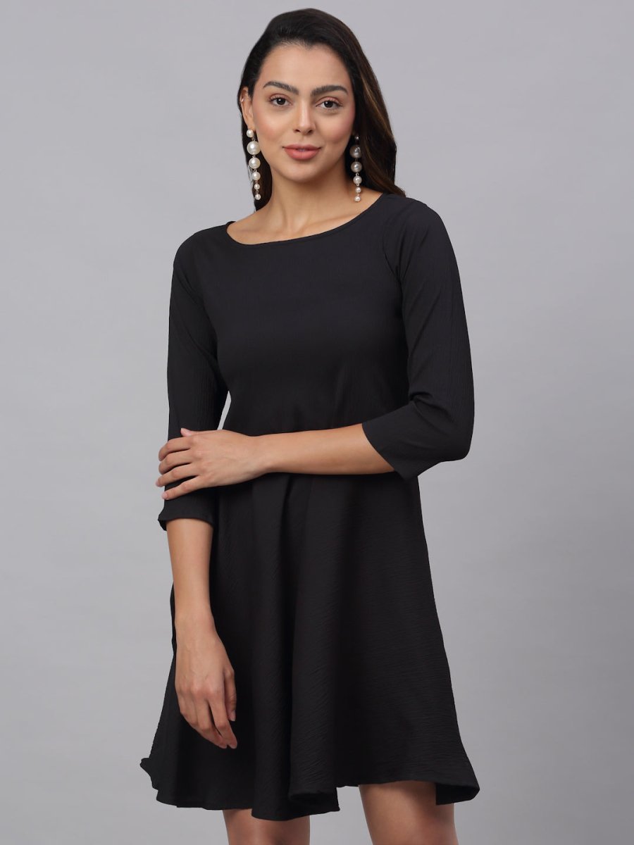 Women Black A-Line Dress - JND_1001Black_XS