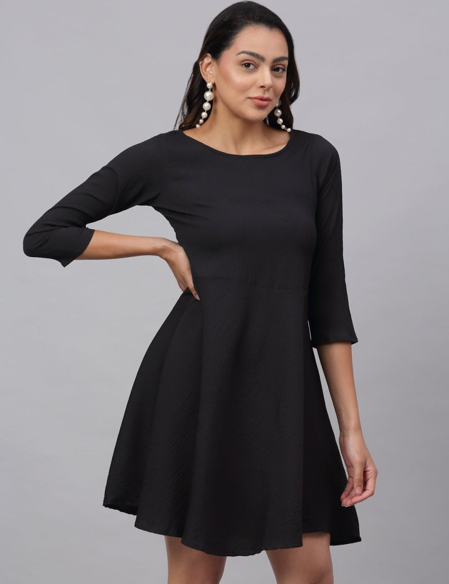 Women Black A-Line Dress - JND_1001Black_XS