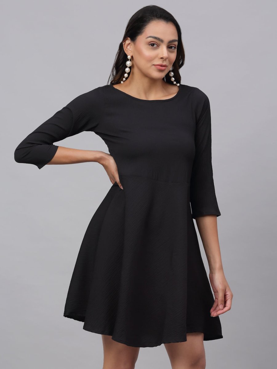 Women Black A-Line Dress - JND_1001Black_XS